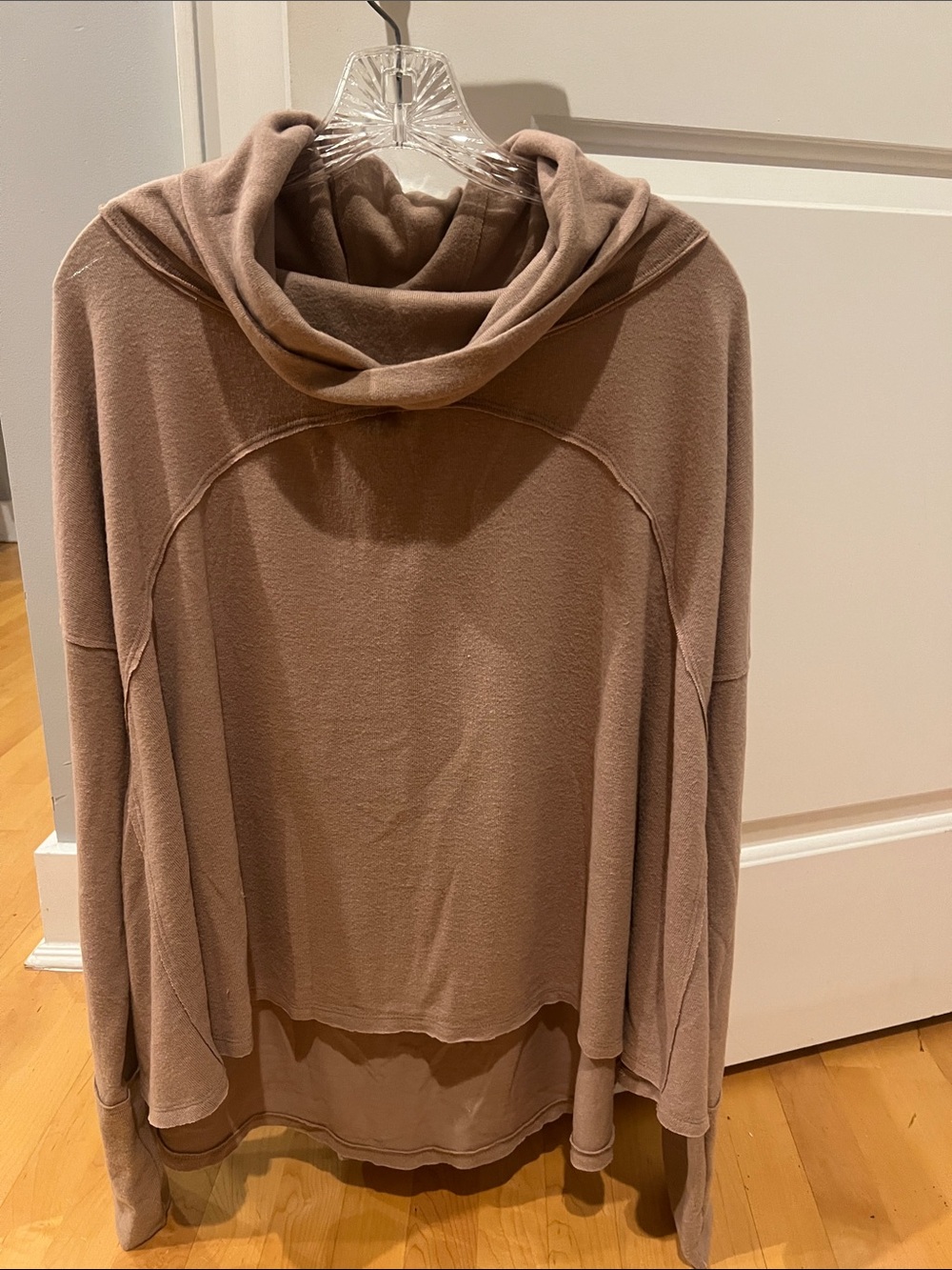 We The Free Taupe Hooded Draped Pullover Sweater NWT Sz L